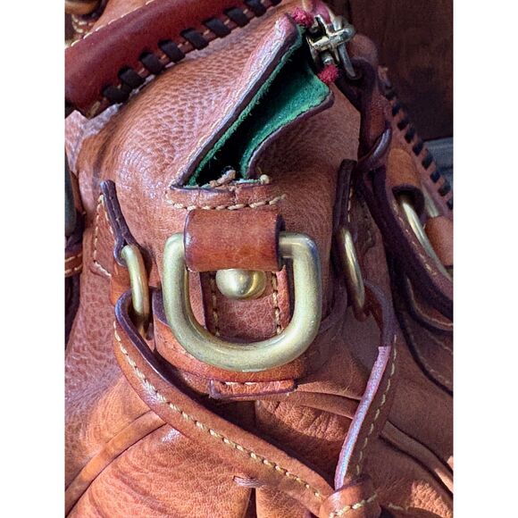 Dooney & Bourke Natural Brown Florentine Leather Satchel Top Handle Bag Purse - Picture 16 of 16